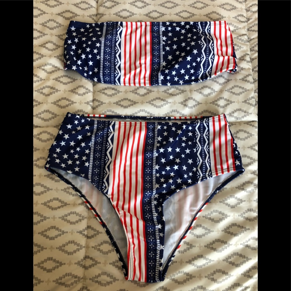 2 piece swimsuit-red,white &blue